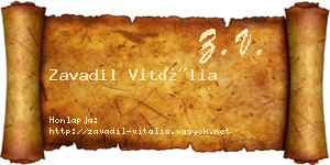 Zavadil Vitália névjegykártya
